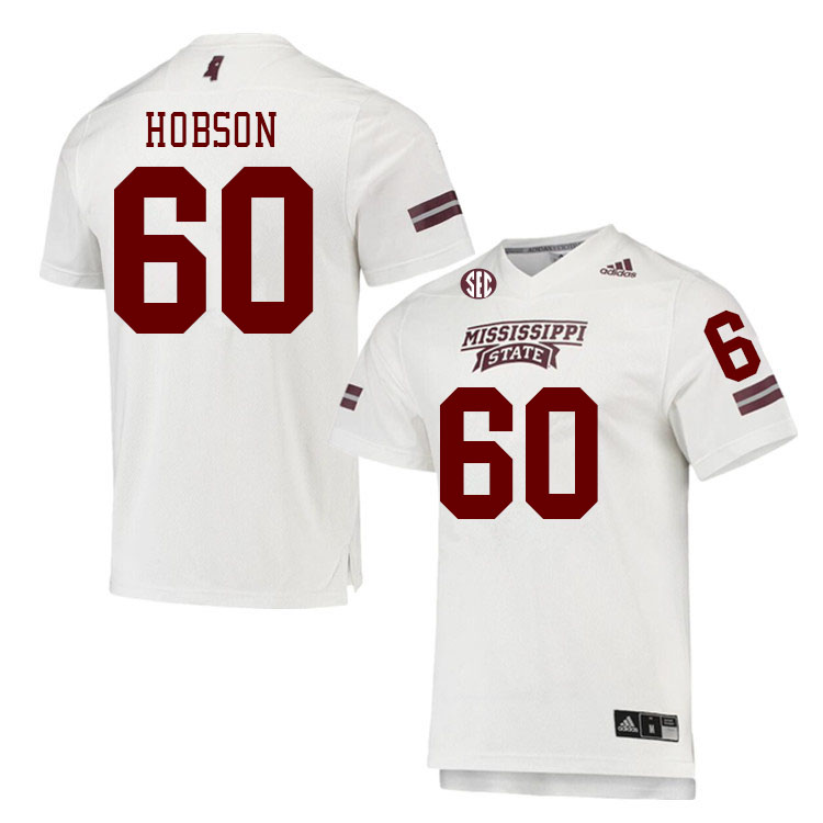 Men #60 Jayden Hobson Mississippi State Bulldogs College Football Jerseys Stitched Sale-White
